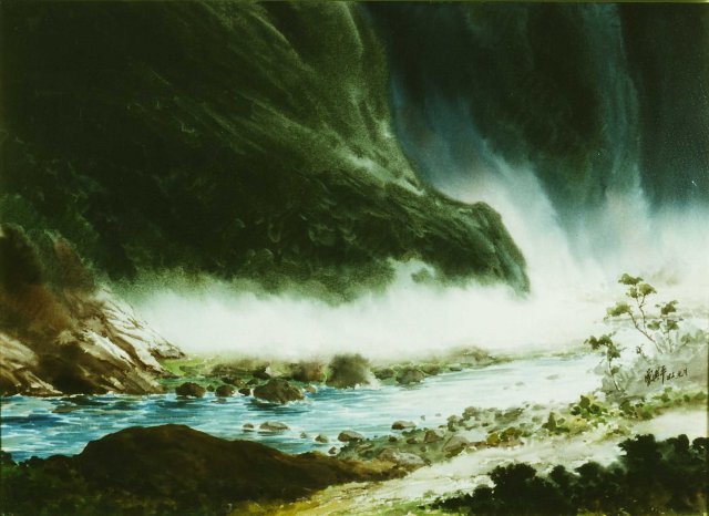 Z094 曾興平---知本溪之美水彩 4K 1983